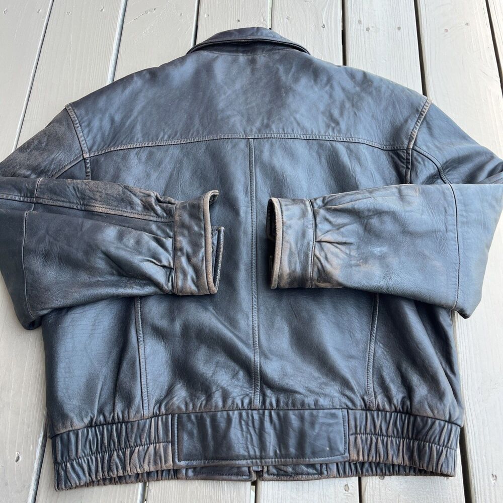 MARC New York Andrew Marc Vintage 1980's Bomber Leather Jacket Brown Size XL - Picture 5 of 10